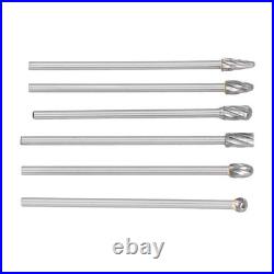 6pcs Carbide Burrs Set Lengthen Tungsten Solid Rotate Cylinder Head Porting Kit