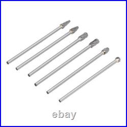 6pcs Carbide Burrs Set Lengthen Tungsten Solid Rotate Cylinder Head Porting Kit